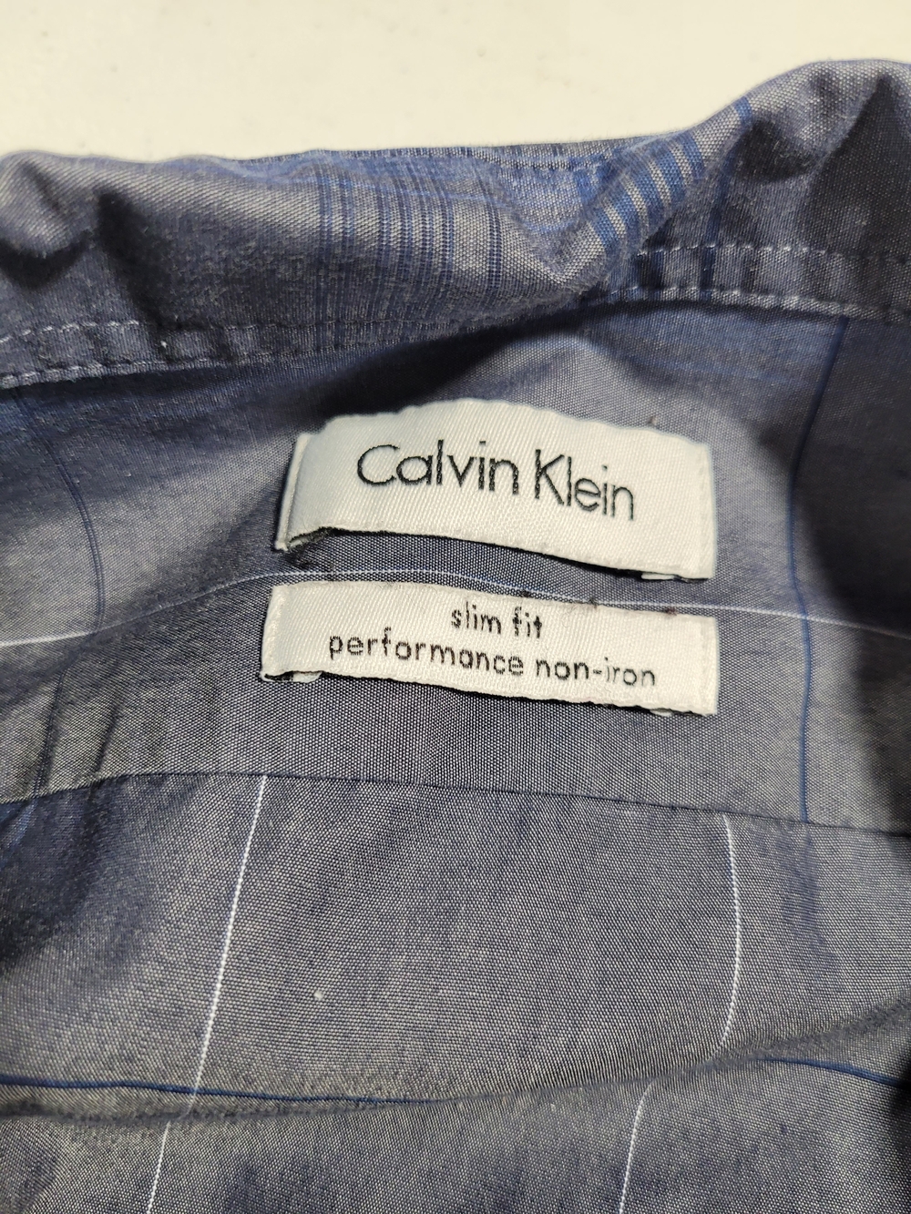 Calvin Klein Gray and Blue Plaid Long-Sleeve Button-Down Shirt - Picture 2 of 5